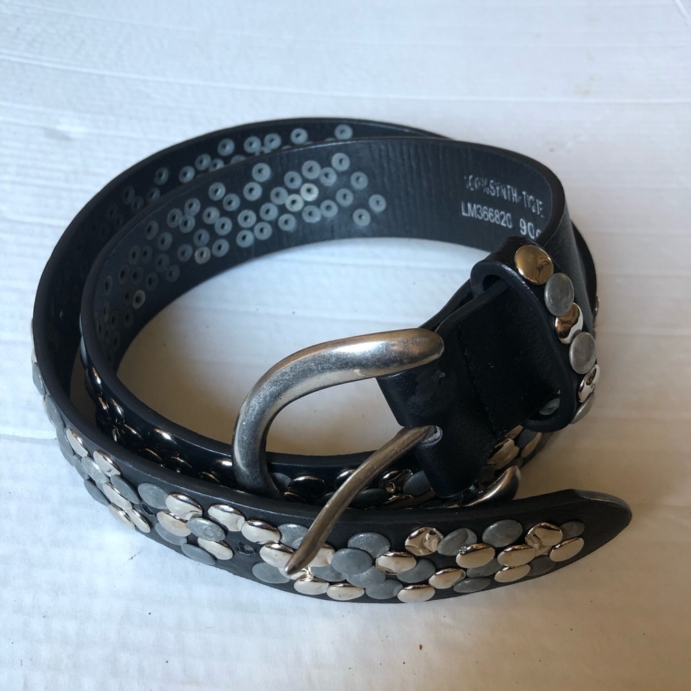 Studded woman’s belt black 41 inches long.